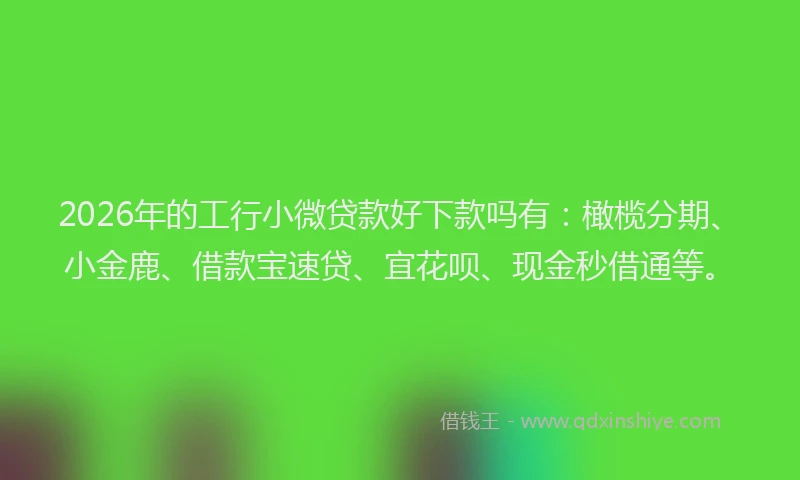 2026年的工行小微贷款好下款吗有：橄榄分期、小金鹿、借款宝速贷、宜花呗、现金秒借通等。