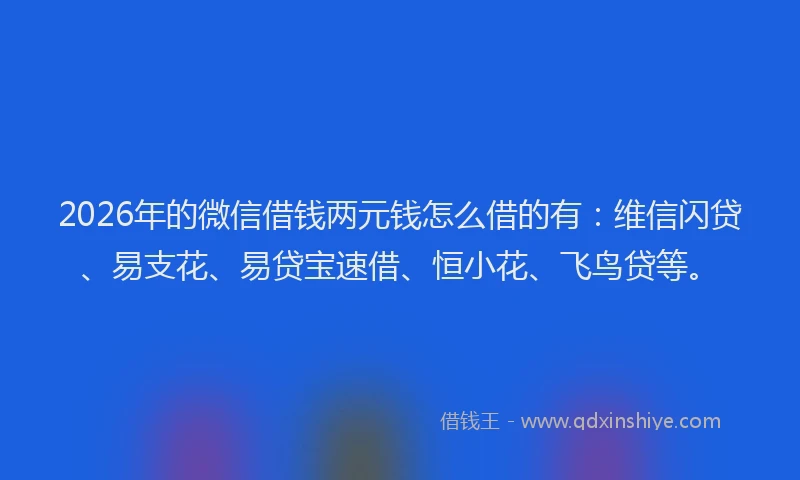 2026年的微信借钱两元钱怎么借的有：维信闪贷、易支花、易贷宝速借、恒小花、飞鸟贷等。