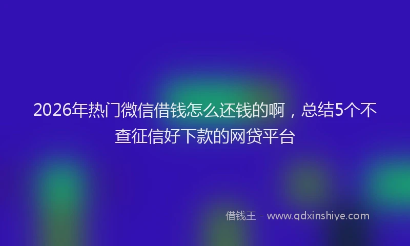 2026年热门微信借钱怎么还钱的啊，总结5个不查征信好下款的网贷平台