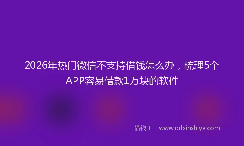2026年热门微信不支持借钱怎么办，梳理5个APP容易借款1万块的软件