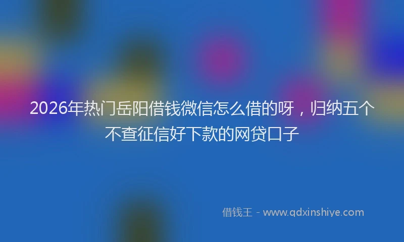 2026年热门岳阳借钱微信怎么借的呀，归纳五个不查征信好下款的网贷口子