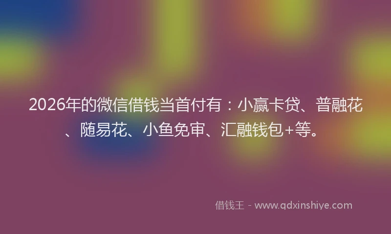 2026年的微信借钱当首付有：小赢卡贷、普融花、随易花、小鱼免审、汇融钱包+等。