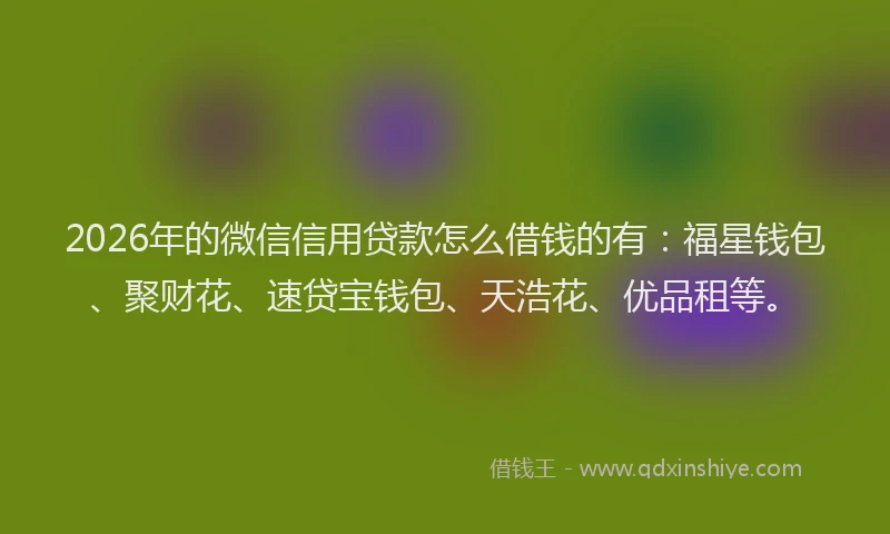 2026年的微信信用贷款怎么借钱的有：福星钱包、聚财花、速贷宝钱包、天浩花、优品租等。