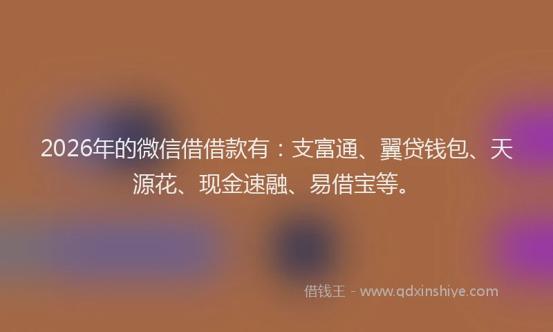 2026年的微信借借款有：支富通、翼贷钱包、天源花、现金速融、易借宝等。