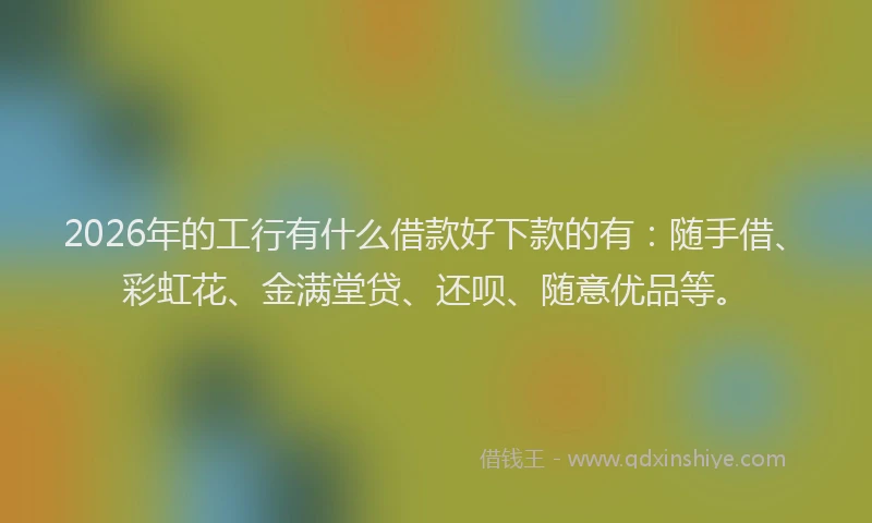 2026年的工行有什么借款好下款的有：随手借、彩虹花、金满堂贷、还呗、随意优品等。