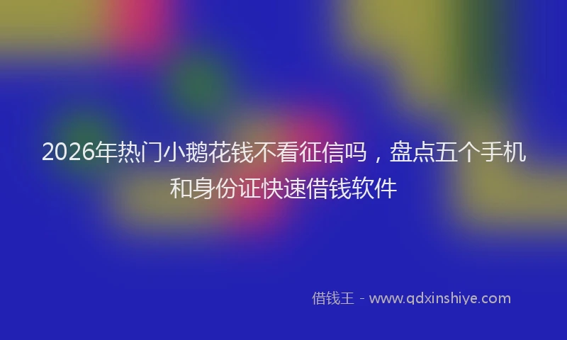 2026年热门小鹅花钱不看征信吗，盘点五个手机和身份证快速借钱软件