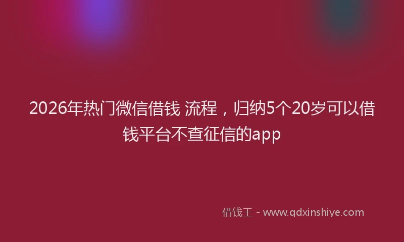 2026年热门微信借钱 流程，归纳5个20岁可以借钱平台不查征信的app