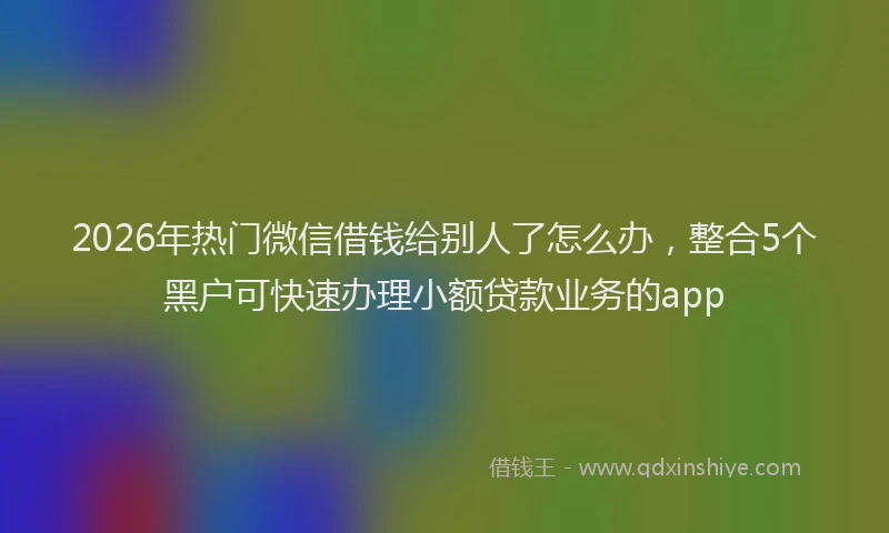 2026年热门微信借钱给别人了怎么办，整合5个黑户可快速办理小额贷款业务的app