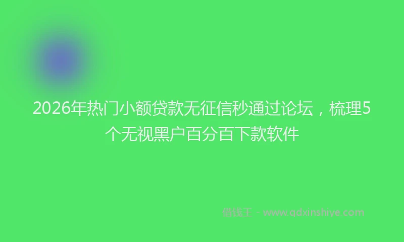 2026年热门小额贷款无征信秒通过论坛，梳理5个无视黑户百分百下款软件