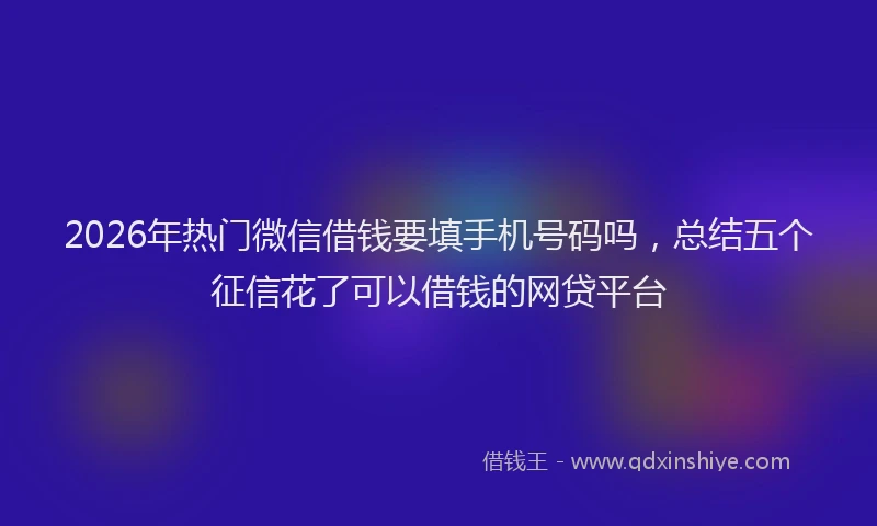 2026年热门微信借钱要填手机号码吗,总结五个征信花了可以借钱的网贷平台