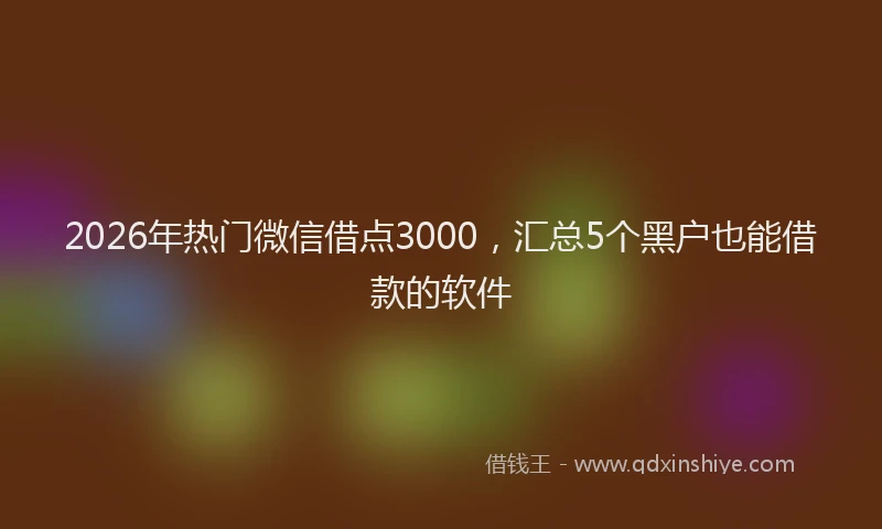 2026年热门微信借点3000，汇总5个黑户也能借款的软件