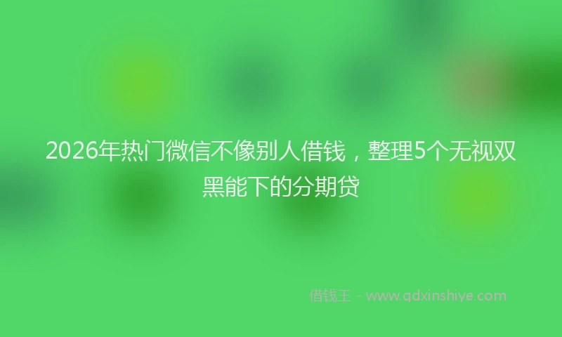 2026年热门微信不像别人借钱，整理5个无视双黑能下的分期贷