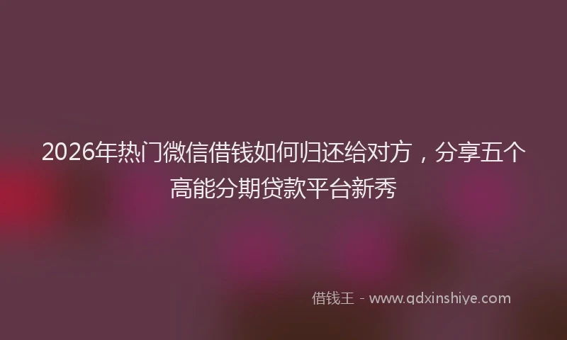 2026年热门微信借钱如何归还给对方,分享五个高能分期贷款平台新秀
