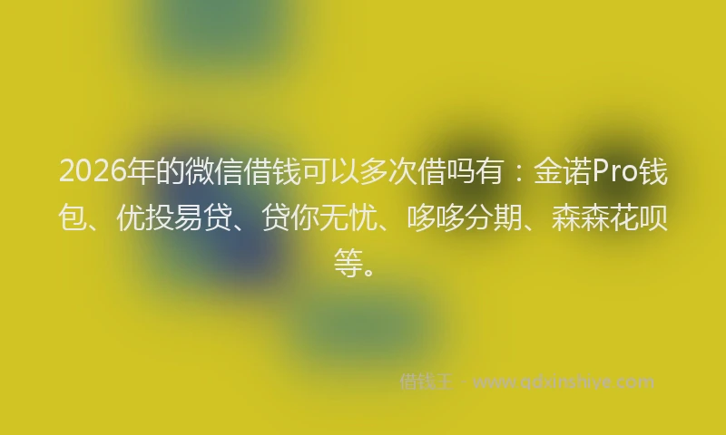 2026年的微信借钱可以多次借吗有:金诺Pro钱包、优投易贷、贷你无忧、哆哆分期、森森花呗等。