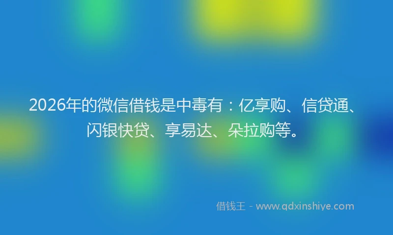 2026年的微信借钱是中毒有：亿享购、信贷通、闪银快贷、享易达、朵拉购等。