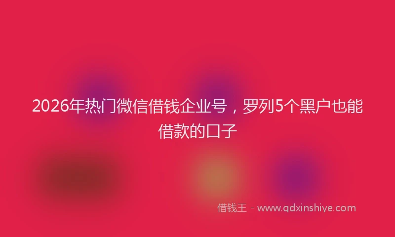 2026年热门微信借钱企业号，罗列5个黑户也能借款的口子