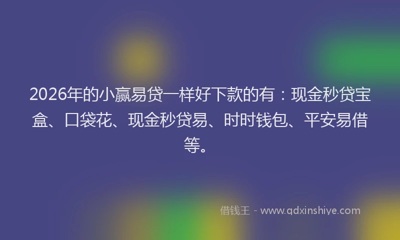 2026年的小赢易贷一样好下款的有：现金秒贷宝盒、口袋花、现金秒贷易、时时钱包、平安易借等。