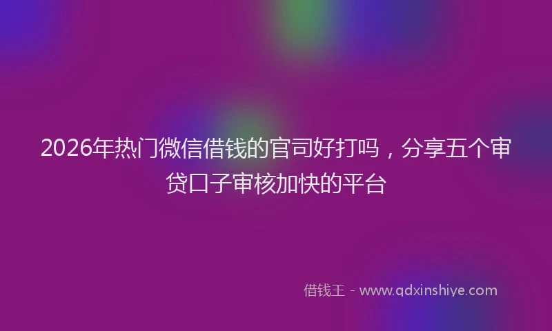 2026年热门微信借钱的官司好打吗，分享五个审贷口子审核加快的平台