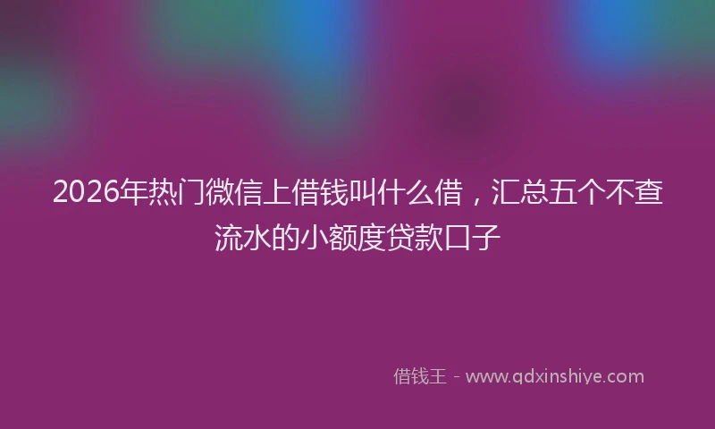2026年热门微信上借钱叫什么借，汇总五个不查流水的小额度贷款口子