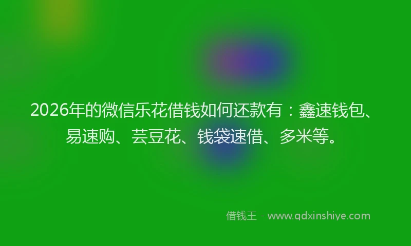 2026年的微信乐花借钱如何还款有：鑫速钱包、易速购、芸豆花、钱袋速借、多米等。