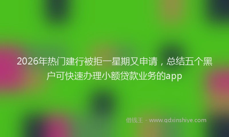 2026年热门建行被拒一星期又申请，总结五个黑户可快速办理小额贷款业务的app