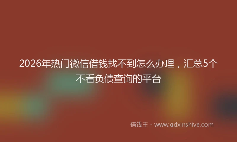2026年热门微信借钱找不到怎么办理,汇总5个不看负债查询的平台