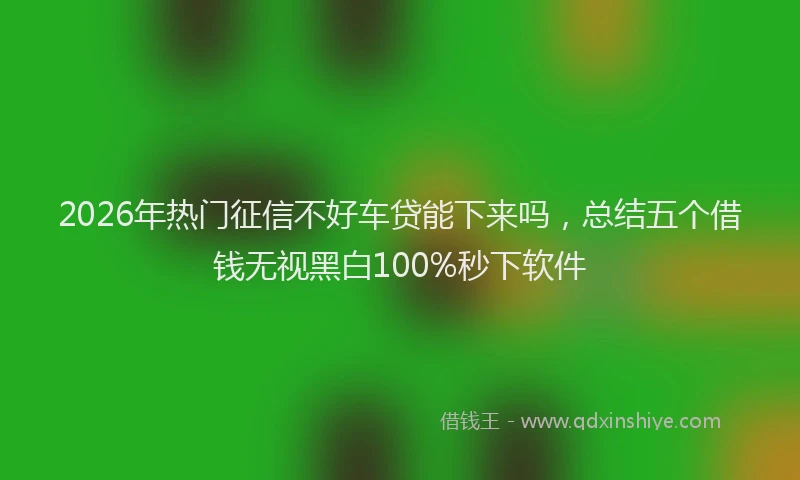 2026年热门征信不好车贷能下来吗，总结五个借钱无视黑白100%秒下软件