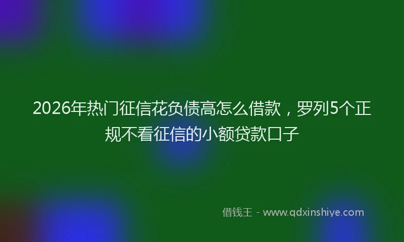 2026年热门征信花负债高怎么借款,罗列5个正规不看征信的小额贷款口子