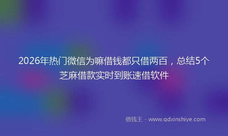 2026年热门微信为嘛借钱都只借两百，总结5个芝麻借款实时到账速借软件