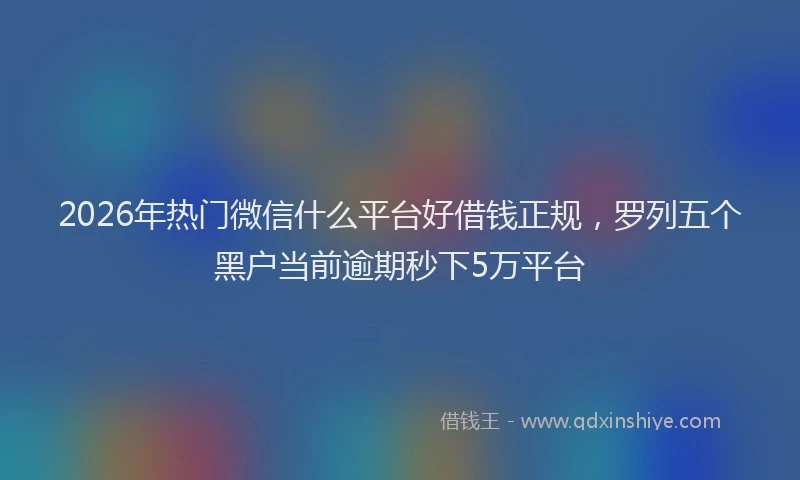 2026年热门微信什么平台好借钱正规，罗列五个黑户当前逾期秒下5万平台