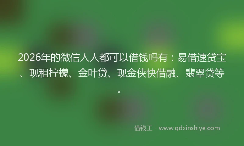 2026年的微信人人都可以借钱吗有：易借速贷宝、现租柠檬、金叶贷、现金侠快借融、翡翠贷等。