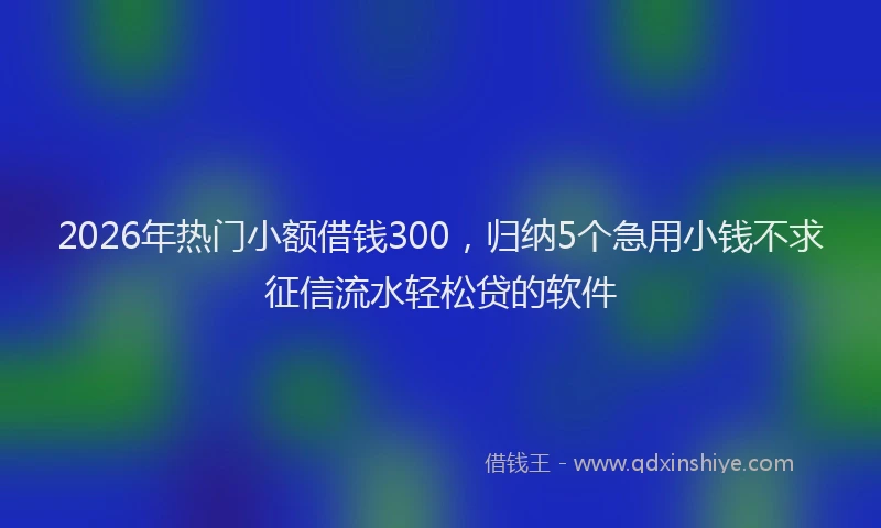 2026年热门小额借钱300，归纳5个急用小钱不求征信流水轻松贷的软件