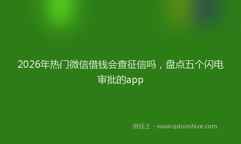 2026年热门微信借钱会查征信吗，盘点五个闪电审批的app