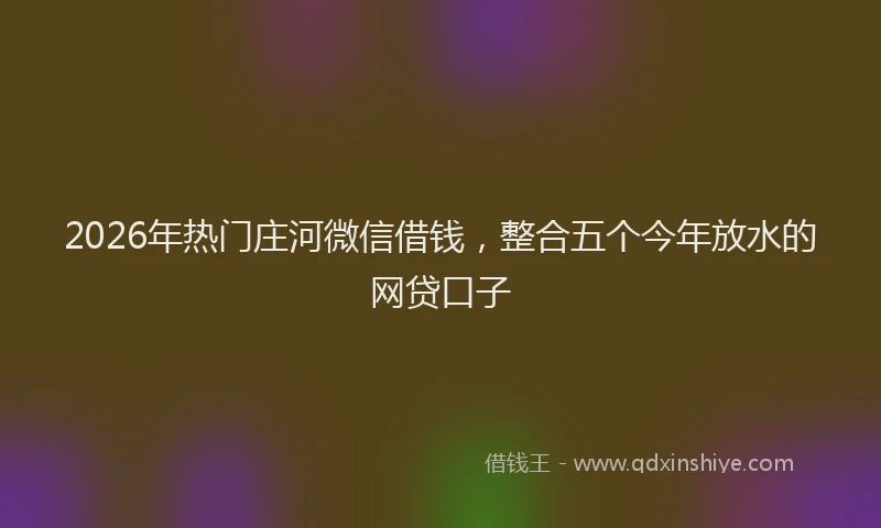 2026年热门庄河微信借钱，整合五个今年放水的网贷口子