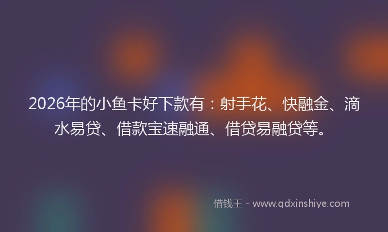 2026年的小鱼卡好下款有：射手花、快融金、滴水易贷、借款宝速融通、借贷易融贷等。