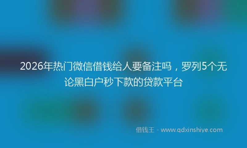 2026年热门微信借钱给人要备注吗，罗列5个无论黑白户秒下款的贷款平台