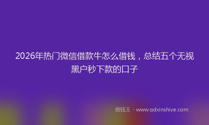 2026年热门微信借款牛怎么借钱，总结五个无视黑户秒下款的口子