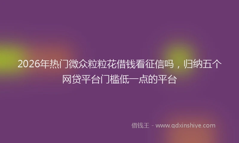 2026年热门微众粒粒花借钱看征信吗，归纳五个网贷平台门槛低一点的平台