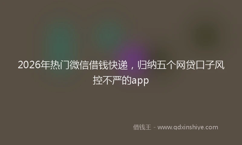 2026年热门微信借钱快递,归纳五个网贷口子风控不严的app