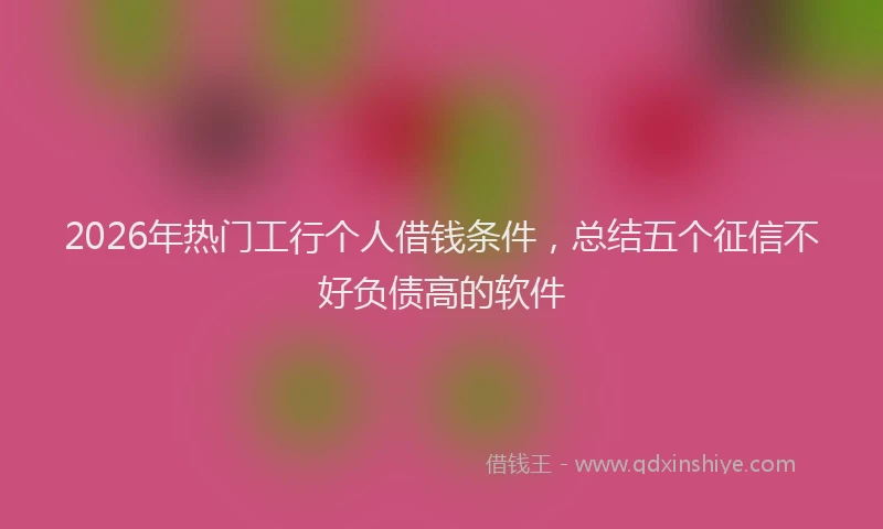 2026年热门工行个人借钱条件，总结五个征信不好负债高的软件