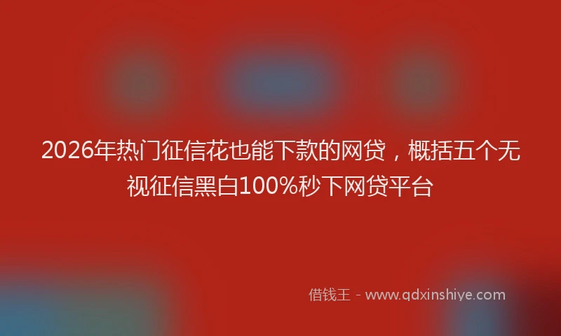2026年热门征信花也能下款的网贷，概括五个无视征信黑白100%秒下网贷平台