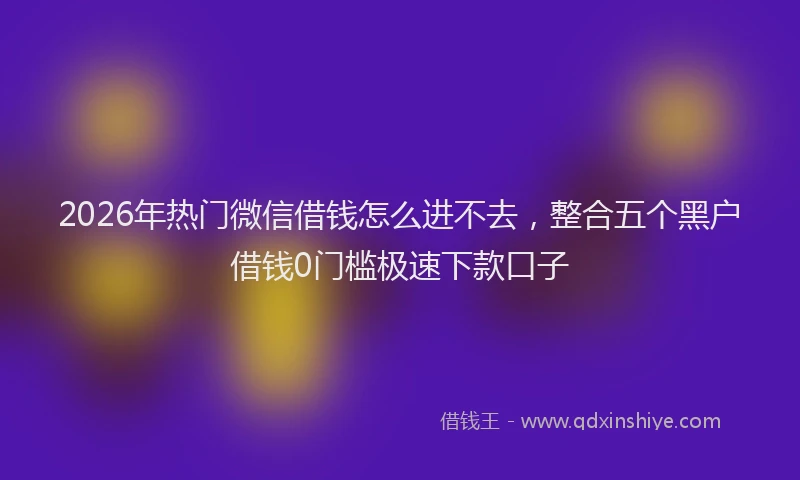 2026年热门微信借钱怎么进不去，整合五个黑户借钱0门槛极速下款口子