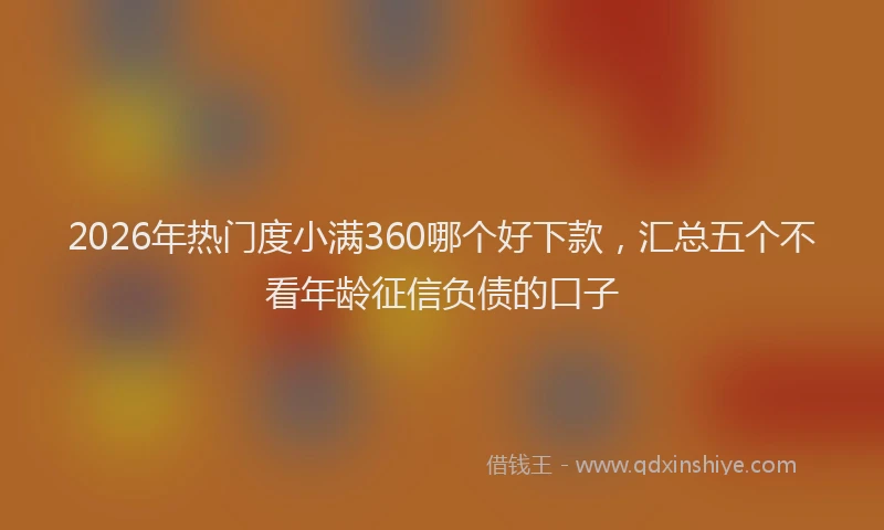 2026年热门度小满360哪个好下款，汇总五个不看年龄征信负债的口子