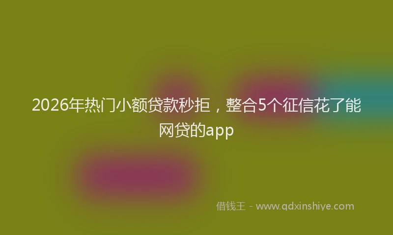 2026年热门小额贷款秒拒，整合5个征信花了能网贷的app