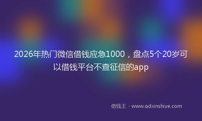 2026年热门微信借钱应急1000，盘点5个20岁可以借钱平台不查征信的app