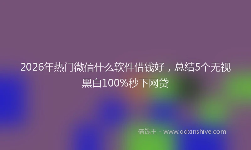 2026年热门微信什么软件借钱好，总结5个无视黑白100%秒下网贷