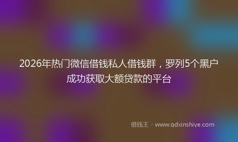 2026年热门微信借钱私人借钱群，罗列5个黑户成功获取大额贷款的平台