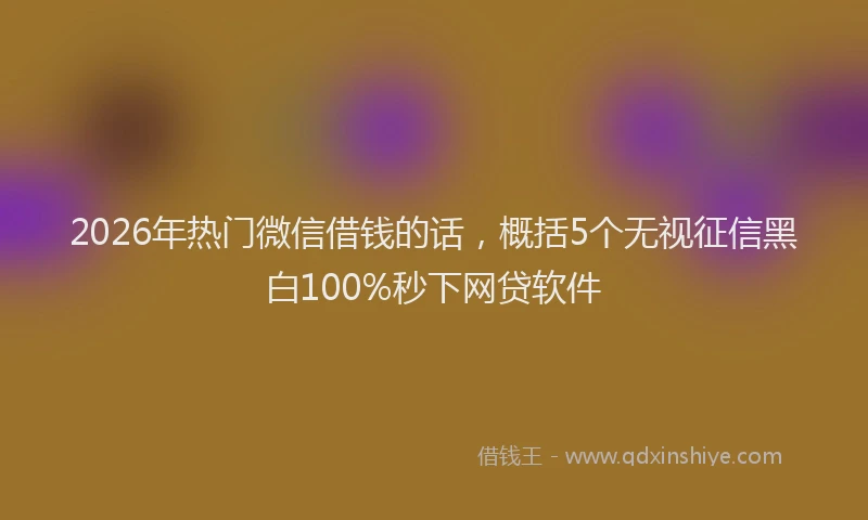 2026年热门微信借钱的话，概括5个无视征信黑白100%秒下网贷软件