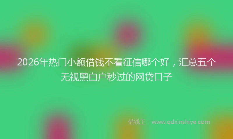 2026年热门小额借钱不看征信哪个好，汇总五个无视黑白户秒过的网贷口子