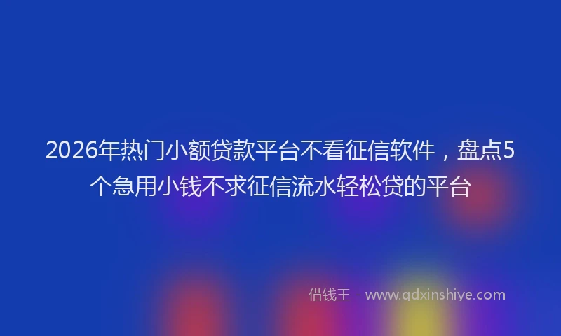 2026年热门小额贷款平台不看征信软件，盘点5个急用小钱不求征信流水轻松贷的平台